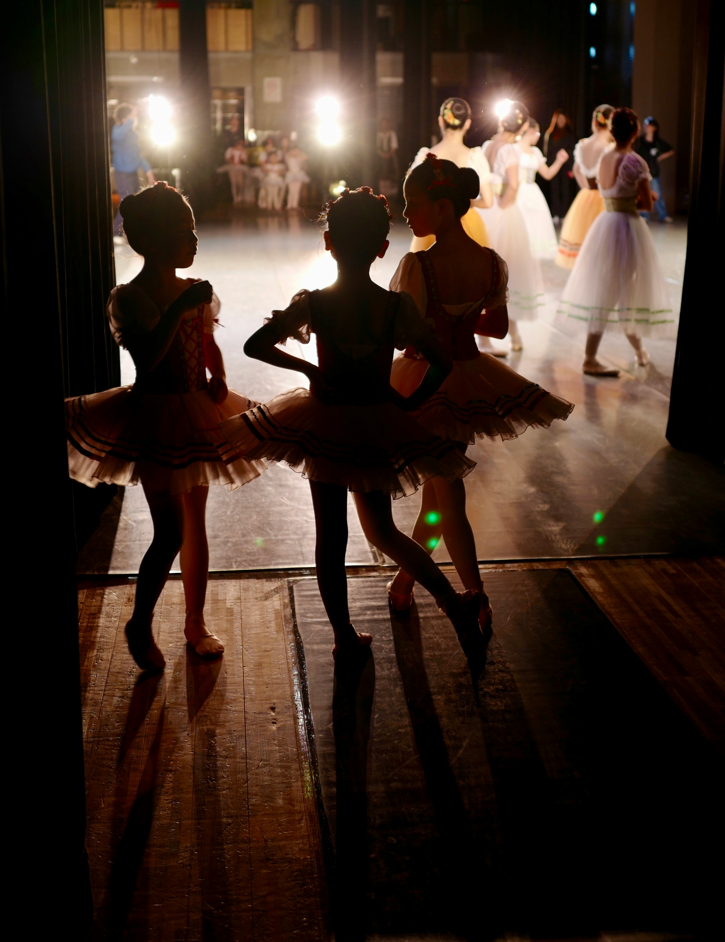 Young dancers preparing backstage